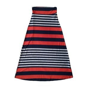 Pink Blush Horizontal Patriotic Striped Red White & Blue Maximalist Maxi Skirt